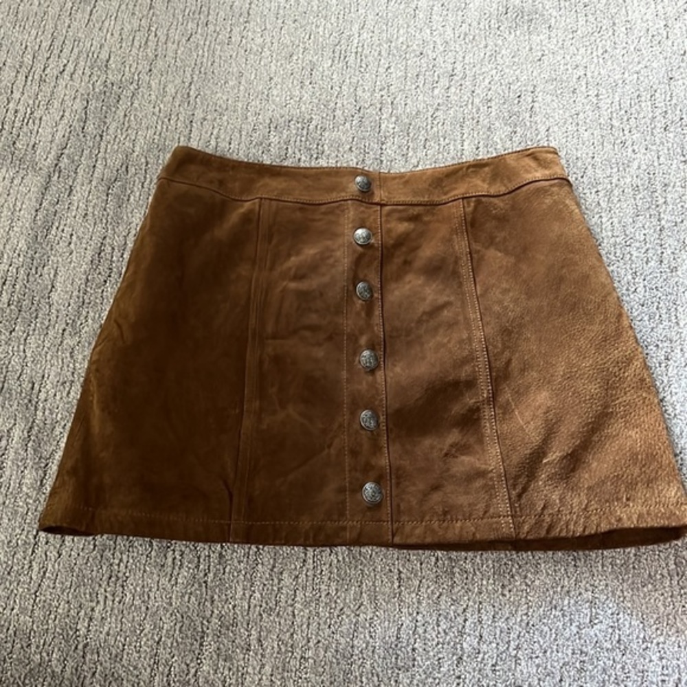 Gianni Bini - Women’s Suede Darcy Skirt - Brown - Size‎ Large